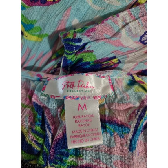 Stella Parker Multicolor Palm Tree Sleeveless Mini Dress Size Medium Beach Boho - Picture 5 of 8